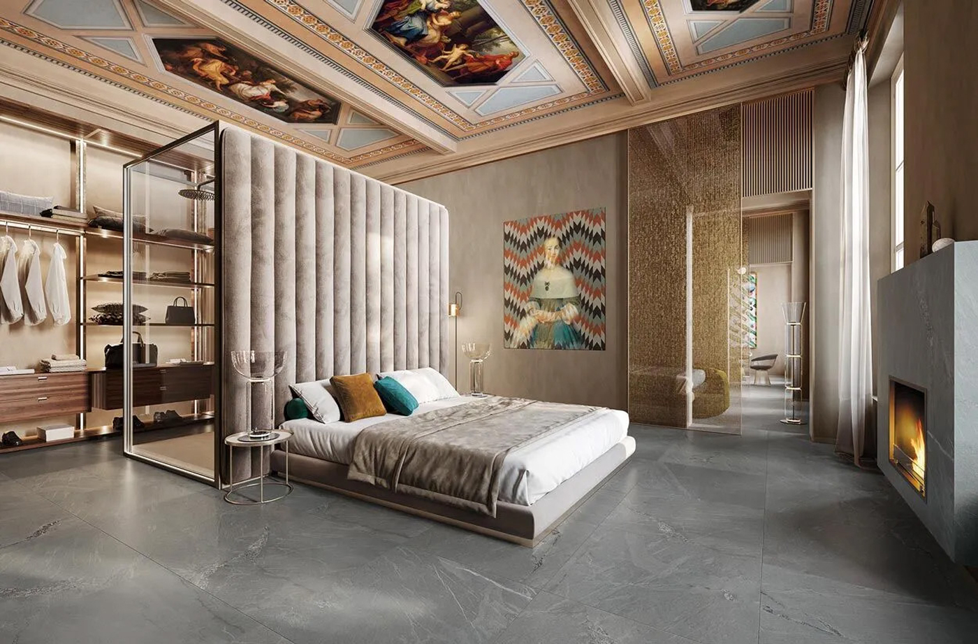chambre carrelage grand format